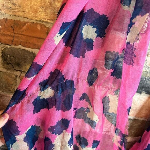 5 for $25🔥Cheetah Print Pink Fringe Sheer Wrap Scarf One Size - Picture 3 of 4